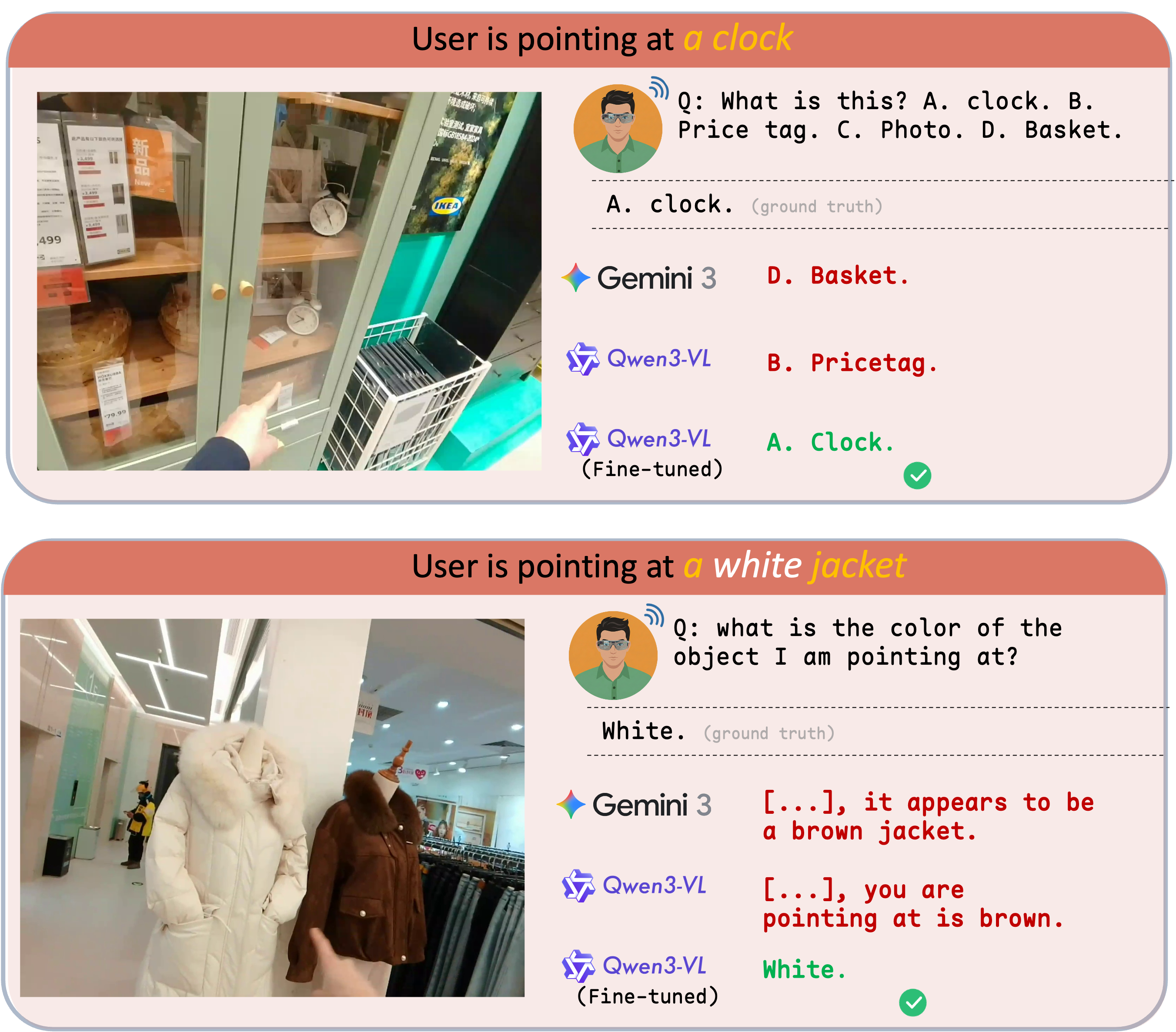 Examples showing referential hallucination errors.